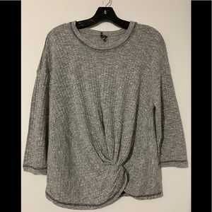 Anthropologie front knot ribbed top